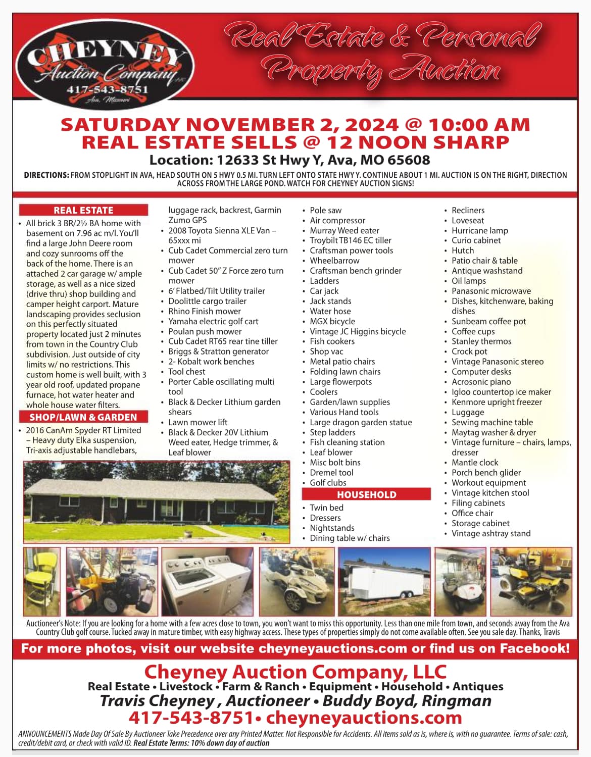 November 2, 2024– Real Estate & Personal Property Auction!