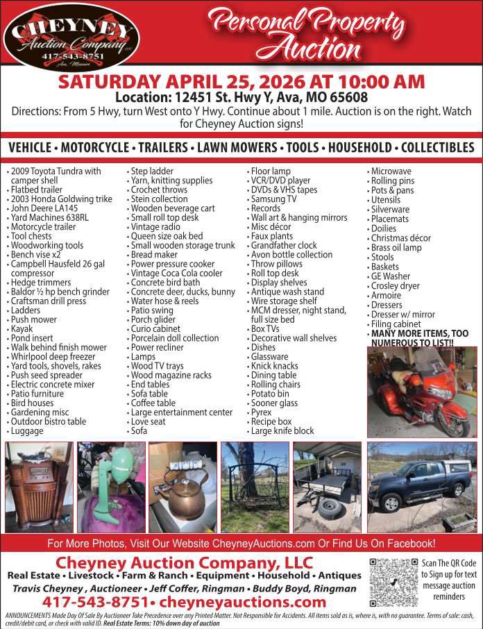 4/25/26 Estate of LeRoy Smith & Vicki Zarodney, Ava, MO