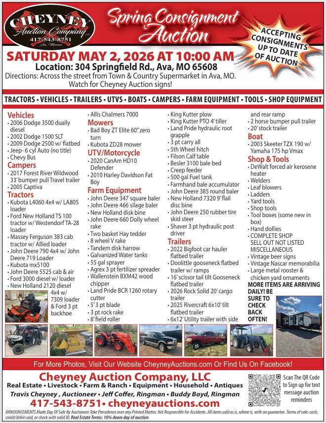 5/2/26 Spring Consignment Auction!