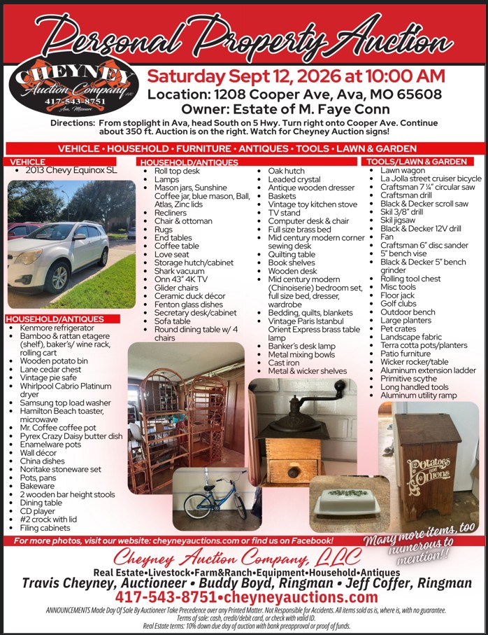 9/12/26 Estate of M. Faye Conn Auction