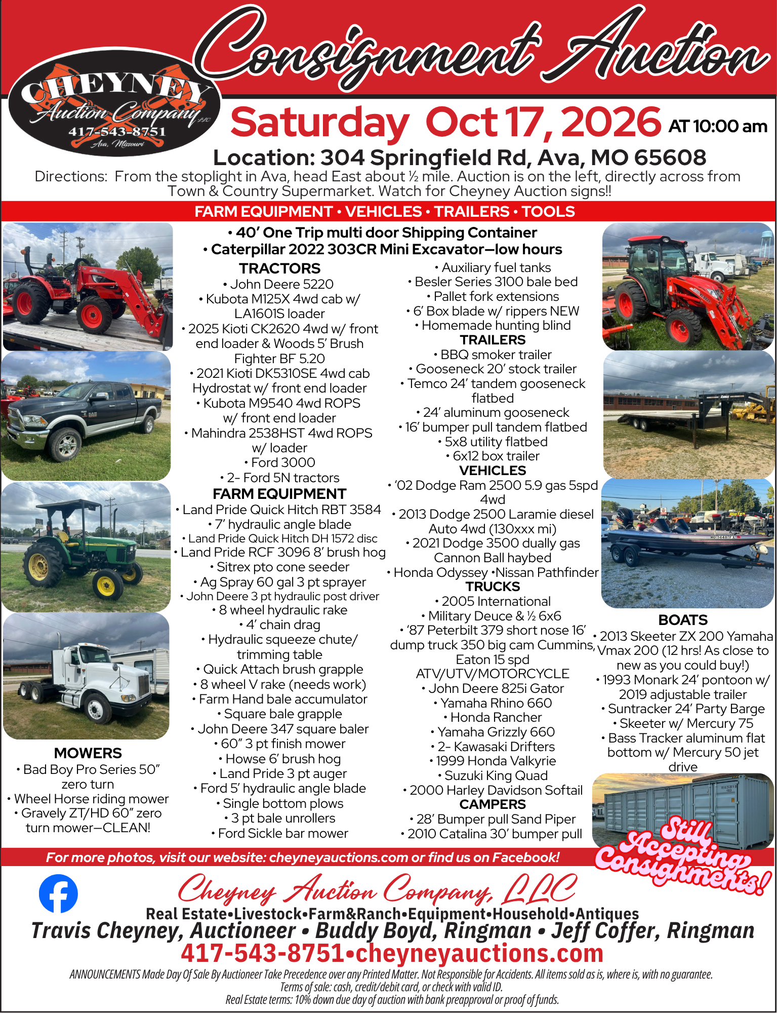 10/17/2026 CONSIGNMENT AUCTION!